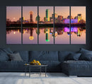 Colorful Dallas City Lights Night Skyline Wall Art Print