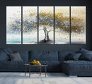 Silver Tree Wall Art – Framed Golden Leaves Canvas Artwork, by MyGreatCanvas | Canvas Wall Art Prints | Photo Prints & Wall Decor