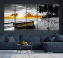 Yellow Rowboat Wall Art – Framed Tropical Shoreline Canvas by MyGreatCanvas | Canvas Wall Art Prints | Photo Prints & Wall Decor