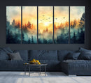 Sunrise Forest Wall Art – Framed Misty Pines Canvas Artwork by MyGreatCanvas | Canvas Wall Art Prints | Photo Prints & Wall Decor