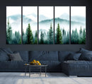 Pine Forest Wall Art Canvas Print – Misty Mountains Foggy