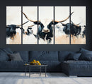 Texas Longhorn Wall Art Canvas Print – Majestic Horned Bull