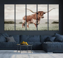 Texas Longhorn Wall Art Canvas Print – Framed Spotted Cattle by MyGreatCanvas | Canvas Wall Art Prints | Photo Prints & Wall Decor