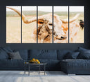 Texas Longhorn Wall Art Canvas Print – Framed Speckled Cow