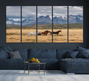 Grand Teton Park Wild Horses Wall Art Canvas Print – Framed by MyGreatCanvas | Canvas Wall Art Prints | Photo Prints & Wall Decor