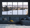 Snowy Mountain Wall Art Canvas Print – Framed Ski Slope