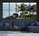 Tropical Coastline Wall Art Canvas Print – Framed Palm Tree