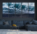 Black Beach Wall Art Canvas Print – Framed Aerial Ocean View