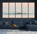 Pastel Ocean Wall Art Canvas Print – Framed Soft Sunset Calm