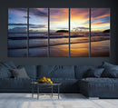 Beach Sunset Wall Art Canvas Print – Tropical Ocean Waves