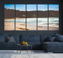 Tranquil Beach Scene Wall Art Canvas Print – Framed Blue