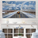 Bison Wall Art - Snowy Road Wall Art – Framed Mountain by MyGreatCanvas | Canvas Wall Art Prints | Photo Prints & Wall Decor