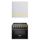 Akicon 36" Stainless Steel Range Hood with 600 CFM Insert & 6-Burner Gas Range Combo – Powerful Ventilation, Convection Oven, Multiple Finishes