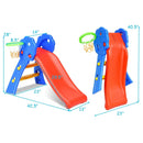 2 Step Indoors Kids Plastic Folding Slide with Basketball Hoop by LJGDeals