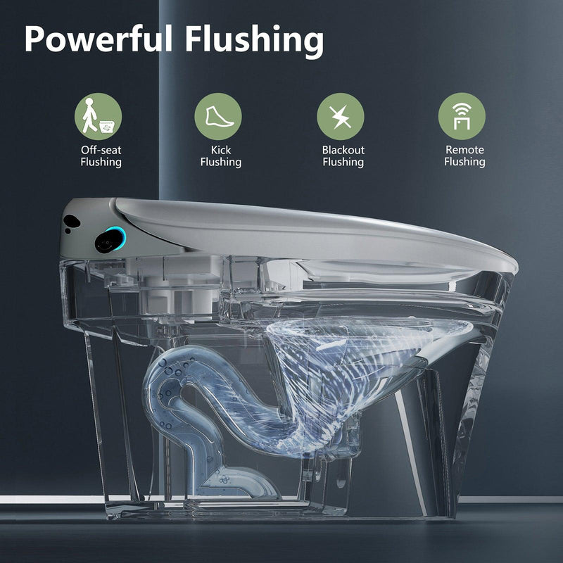 Smart Toilet with Wireless Remote, Multiple Spray Modes, Heated Seat with Warm Water Sprayer and Dryer, Foot Sensor