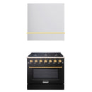 Akicon 36" Stainless Steel Range Hood with 600 CFM Insert & 6-Burner Gas Range Combo – Powerful Ventilation, Convection Oven, Multiple Finishes