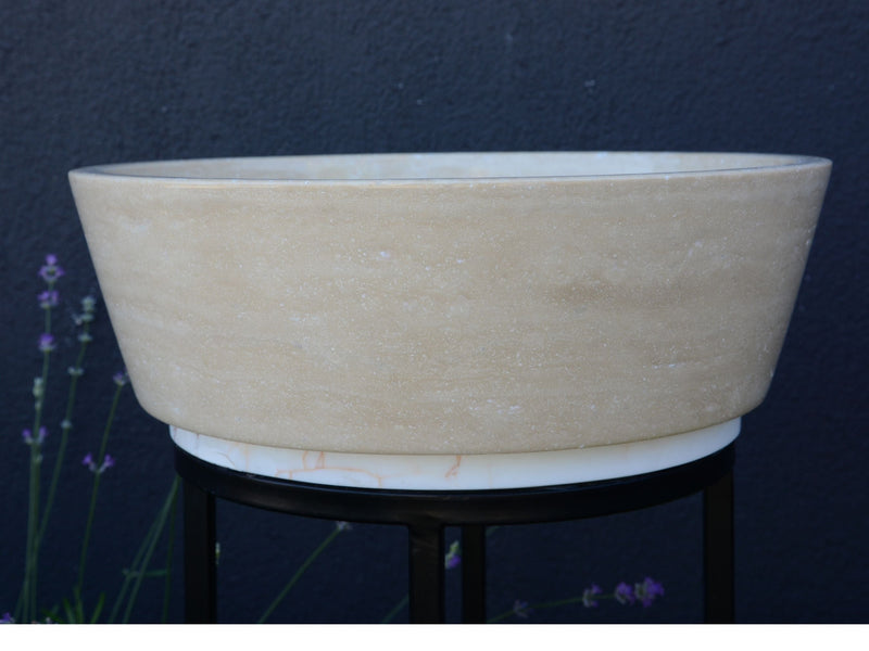 Light Travertine Handcrafted Vessel Sink - Authentic Hand Polished Natural Stone, photo 3 of 10