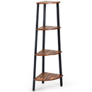 4-Tier Corner Shelf Metal Storage Rack Domestic Bookcase-Black