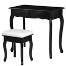 4 Drawers Wood Mirrored Vanity Dressing Table with Stool by LJGDeals