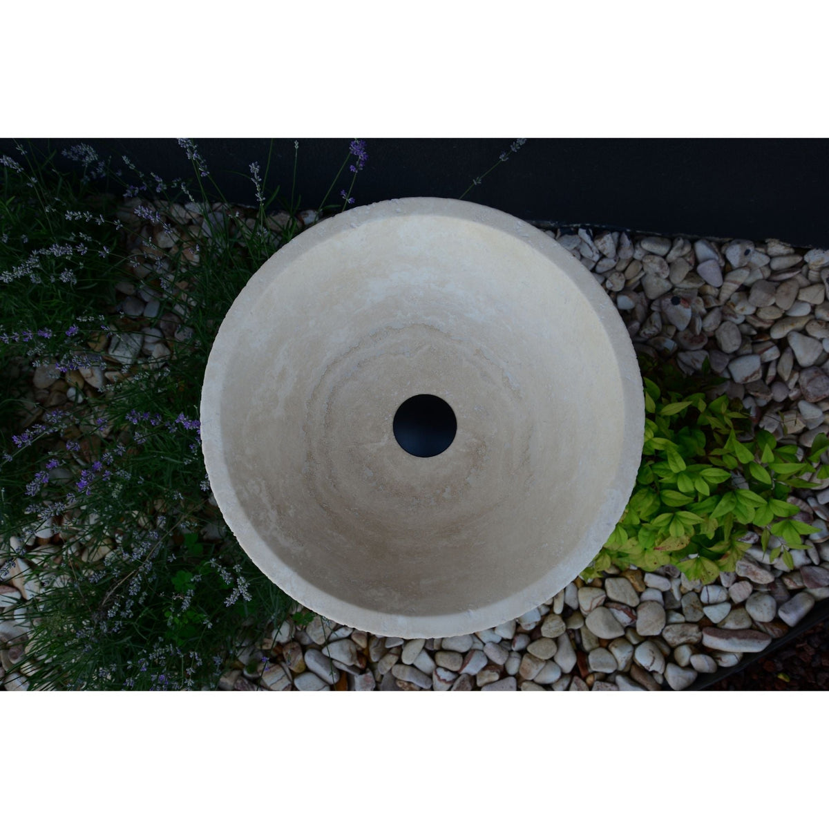 Light Beige Travertine Natural Stone Handcrafted Vessel Sink, photo 3 of 9