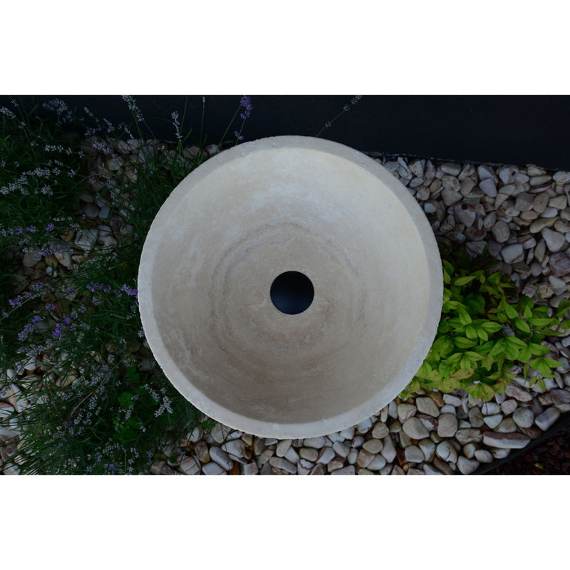 Light Beige Travertine Natural Stone Handcrafted Vessel Sink, photo 3 of 9