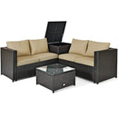 4 Pieces Outdoor Patio Rattan Furniture Set with by LJGDeals