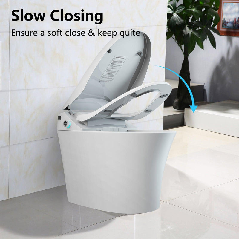 Smart Electronic One Piece Bidet Toilet with Heated Seat and Dryer, Foot Sensing, Dual Auto Flush, Blackout Flush