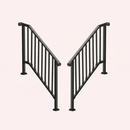 Outdoor Stair Handrail for 1–4 Steps, Adjustable Black Steel Railing by 2Dropme