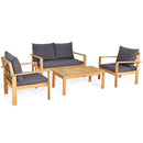 Outdoor 4 Pieces Acacia Wood Chat Set with Water Resistant Cushions by LJGDeals