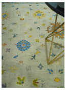 Beige and Blue Hand Knotted 8x10 Traditional Floral wool area rug by The Rug Decor