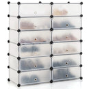 12-Cube DIY Portable Plastic Shoe Rack with Transparent Doors by LJGDeals