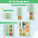 12 Cube Kids Wardrobe Closet with Hanging Section and Doors-Green