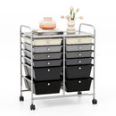 12 Drawers Rolling Cart Storage Scrapbook Paper Organizer Bins-Black by DirectDeals
