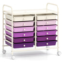 12 Drawers Rolling Storage Cart for Home and Office-Black by DirectDeals