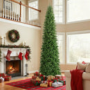 12 Feet Tall Pre-Lit Artificial Christmas Tree Outdoor Indoor Slim Pencil Tree with Lights by LJGDeals