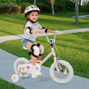 Kids Bike 12-18 Inch with Training Wheels - Pink Stars & Moon