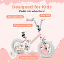 Kids Bike 12-18 Inch with Training Wheels - Pink Stars & Moon
