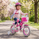 Kids Bike 18-Inch with Training Wheels and Basket Rose Red