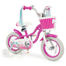 Kids Bike 18-Inch with Training Wheels and Basket Rose Red