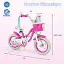 Kids Bike 18-Inch with Training Wheels and Basket Rose Red
