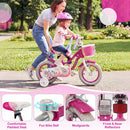 Kids Bike 18-Inch with Training Wheels and Basket Rose Red