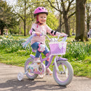 Kids Bike 12-20 Inch with Training Wheels & Basket Purple