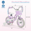 Kids Bike 12-20 Inch with Training Wheels & Basket Purple