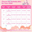 Kids Bike 12-18 Inch with Training Wheels - Pink