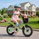 Girls Bike 12 Inch with Training Wheels and Basket - Green by LJGDeals