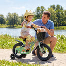 Girls Bike 12 Inch with Training Wheels and Basket - Green by LJGDeals