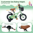 Girls Bike 12 Inch with Training Wheels and Basket - Green by LJGDeals