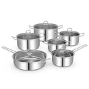 12 Piece Pots and Pans Set with Tempered Glass Lids and Handles by LJGDeals