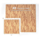 12 Tiles Wood Grain Foam Floor Mats with Borders by LJGDeals