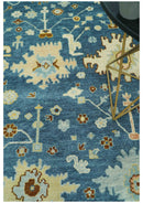 Hand knotted Blue and Beige 8x10 Traditional Oushak wool area rug by The Rug Decor